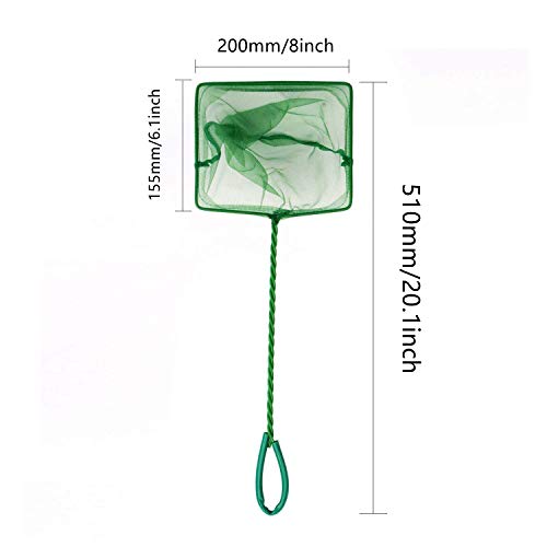 Image of XMHF 3pcs 8 inch Wide Spiral Handle Metal Frame Fish Tank Nylon Fish Catch Net Aquarium Wire Nylon Mesh Quick Catch Landing Net Green