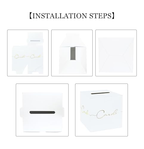 Image of HEIPINIUYE Large Card Box for Party 9.8 inch x 9.8 inch White Gift Card Box Holder with Gold Foil Design for Wedding Birthday Baby Shower Retirement Graduation Party Raffle Box