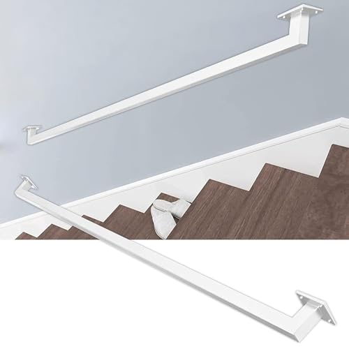 Rampe d'escalier blanche de 240 cm avec pièces d'escalier murales - 2