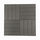 Panana 30 Packs Composite Decking Tiles, Plastic Decking Boards, Interlocking Flooring Tiles Indoor Outdoor Garden Patio Squares, 30 x 30cm Grey