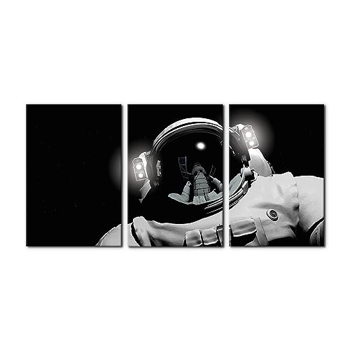 Astronaut Wall Art Canvas Painting Astronaut Scientific Detection Posters and Prints Decorative Modern Home Decoration Space Landscape Wall Home Decor Wall Art for Living Room - 16" x 24" x 3 Panels