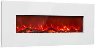 Klarstein Elektrokamin, Elektro Heizungen für Wohnzimmer & Innenräume, Elektrischer Kamin mit LED Flammen, Kamin zur Wandmontage, Heizlüfter mit Timer, Einstellbarer Thermostat, Heizung 1600 W