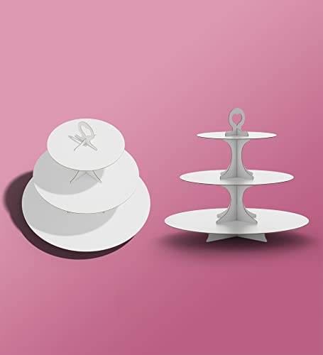2 Pack Cupcake Stand Tower, Blissur Cupcake Tower, White Cupcake Tier Stand, 3 Tier Cupcake Stand, Cup Cake Stand Cardboard Dessert Cupcake Stand Holder For Parties, Tiered Cupcake Stand (White) #TOP4