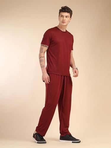 Image of Thomas Scott Men's | Relaxed Fit | Solid | 100% Polyester | Co-Ord Set With Short Sleeve T-Shirt & Trouser