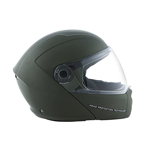 Image of STUDDS Ninja Elite SUPER Flip Up Full Face Helmet (Military Green, L)