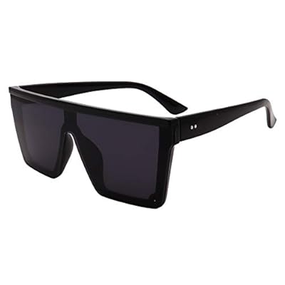 FOURCHEN Gafas de sol cuadradas de gran tamaño para mujer y hombre, modernas, parte superior plana, montura grande, Negro , large | Ya disponible en tu tienda friki favorita! En mundofriki.es!