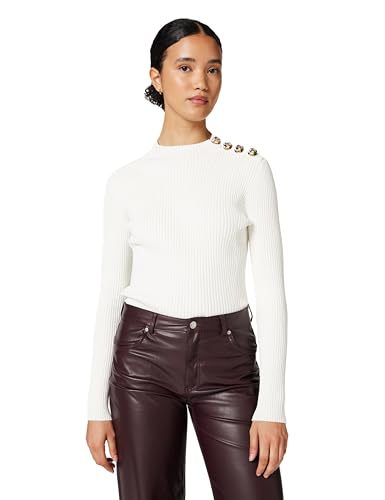 Image of Ted Baker Women's Rose Button Detail Long Sleeve Knitted Top Sweater, Ivory, M