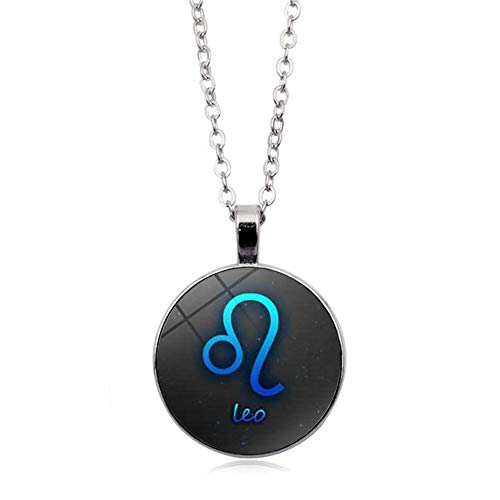 JczR.Y Leo Constellation Time Gemstone Luminous Necklace Glowing Sweater Chain Pendant Necklace (Leo)