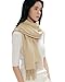 MaaMgic Schal Damen Warm Winter Herbst unifarben Baumwolle mit quasten/fransen, 20+ Farben Einfarbig & Kariert Pashmina Stola Schals MEHRWEG,Creme Braun