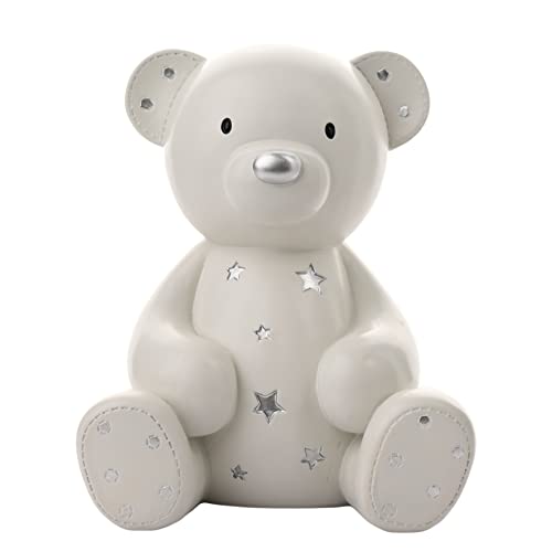 Image of Widdop White Teddy Bear Resin Money Box 20cm Baby Newborn Gift