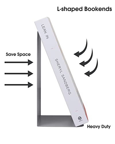Honagu Book Ends, Bookends For Shelves, Home, Office, Metal Book Stopper For Books, Metal Bookend Supports, Modern Minimalist Style Decorative Bookend, Grey(3Pairs/6Pcs) #TOP3