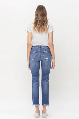 Flying Monkey - Mid Rise Crop Slim Straight Jeans - F52102