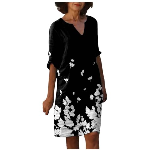 Robe en lin femme respirante et fluide - Longueur genou style décontracté