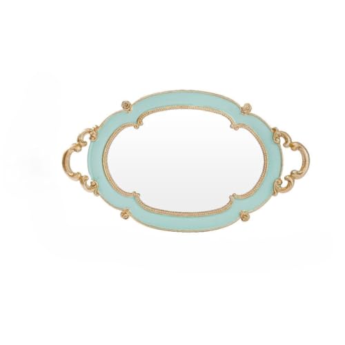 FACAIIO Plateau de rangement ovale rétro en résine robuste avec fond antidérapant, vert – vue 6