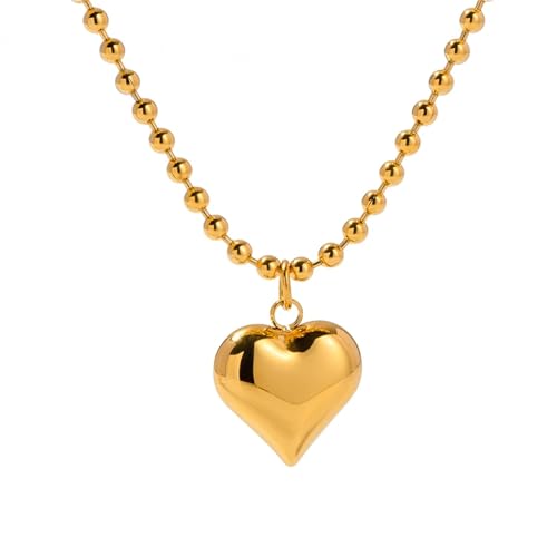 Collier cœur acier inoxydable hypoallergénique perle tendance