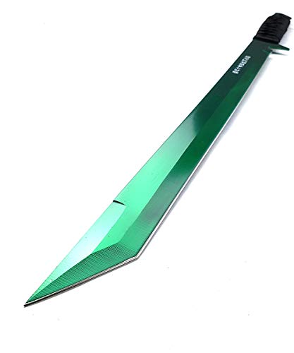 2 Pc 27" Ninja Machete Sword Zombie Tactical Survival Katana Durable Knife Set (Green) #TOP2