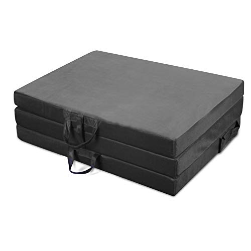 American Furniture Alliance Hide A' Mat 3.5 X 35 X 77 Inch Twin Trifold Mattress Mesh/Suede, Black #TOP7