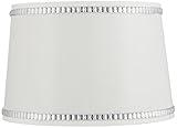 White Large Drum Lamp Shade with Crystal Trim 13' Top x 15' Bottom x 10' High x 10' Slant (Spider) Replacement - Springcrest