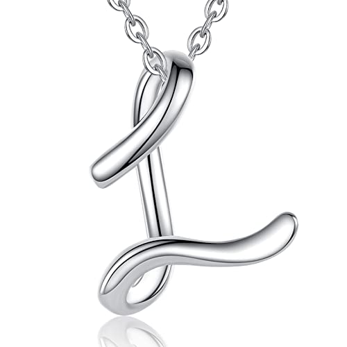 EUDORA Sterling Silver Necklace 26 Letters Alphabet Personalized Charm Pendant with 18inch O-Ring Chain