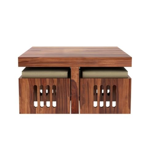 Image of Wakefit Romano Sheesham Wood 4S Coffee Table - Natural Finish