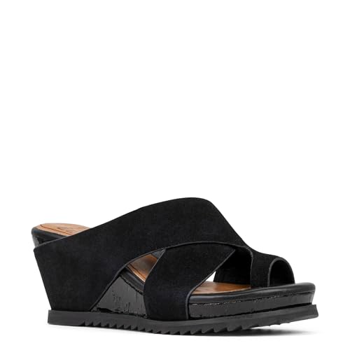 Donald Pliner Women's SISU Wedge Sandal, Black-Calf Suede, 92