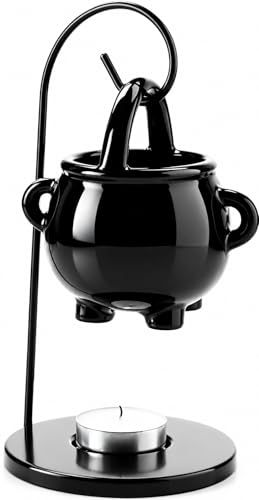 Makimoo Hängender heidnischer Kessel Ölbrenner schwarzer Wachswärmer Aroma Diffusor mit Griff für ätherische Duftwachs bezaubernde Hexen Home Decor Element.