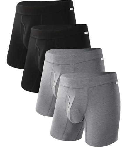 Image of BAMBOO COOL Men's Ultra ComfortSoft Underwear, Moisture Wicking & Breathable No Ride Up Boxer Briefs with Fly, Multipack
