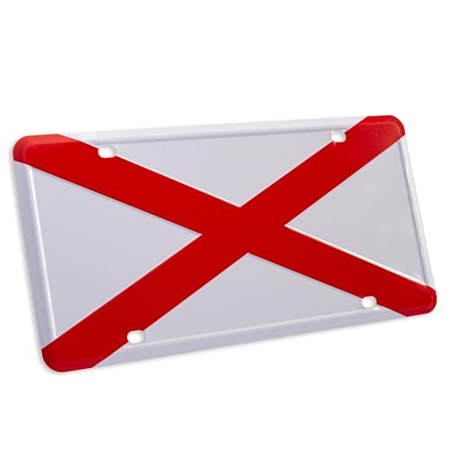 Pickwicks Alabama State Flag License Plate – Embossed HD Aluminum – Yellowhammer State Pride – Decorative Car Tag – 6”x12” Novelty Metal Sign