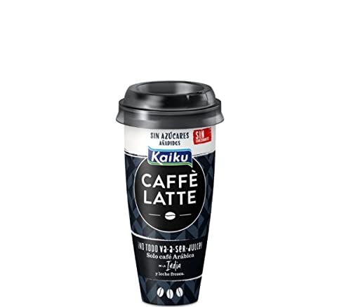 KAIKU CAFFÈ LATTE - Sin Azúcares Añadidos 230 ml, Café Frío con Leche, Café Listo para Tomar, Formato Mediano, Elaborado con Café Arábica, de la India, sin Gluten, Edulcorantes ni Lactosa