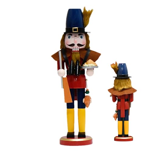 Figuras Cascanueces, Cascanueces de Acción de Gracias - Cascanueces decorativo de Navidad de madera hecho a mano de 15 pulgadas,Gran rey Cascanueces Decoración navideña para estantes y mesas