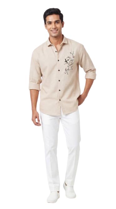 Men’s Cotton Linen Printed Casual Wear Shirt Slim Fit Full Sleeve Button Down Top Breathable Summer Wear-image-7