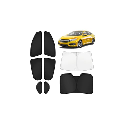 Image of KUST Car Window Shades for Honda Civic 2016-2021 (No Hatchback) Windshield Sun Shade Side Window Cover UV Block Privacy Protection Civic Accessories for Camping Blackout Rear Back Full Set 8PCS