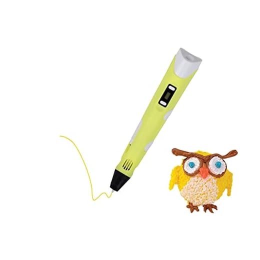 Pluma 3D,Pluma de Impresión 3D, Pluma de Dibujo 3D con Pantalla LCD, Pluma 3D de 1,75 mm Filamento PLA 3 Colores 9m, Regalos Creativos para Amantes del Graffiti, Manualidades - Amarillo