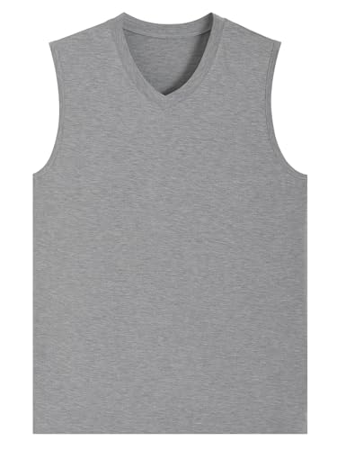 Latuza Men's Bamboo Viscose Pajama Shirt V-Neck Sleep Tank Top 2 Pack2