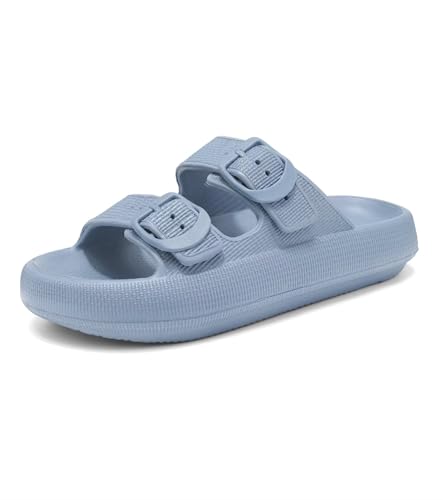 Image of Haifago Cloud Slide Sandals for Women Comfort Recovery Pillow Sandal, Lightweight House Bathroom Shower Slippers Adjustable Double Buckle Platform Slide