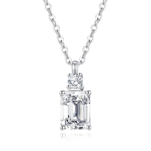 Jaransheti Moissanite 3ct Emerald Cut Pendant Necklace For Women 18k