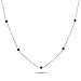 925 Sterling Silver Blue CZ By The Yard Round Cut Cubic Zirconia Chain Necklace