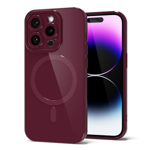 Coque iPhone 14 Pro Max bordeaux pour femme look brillant et chic en soirée