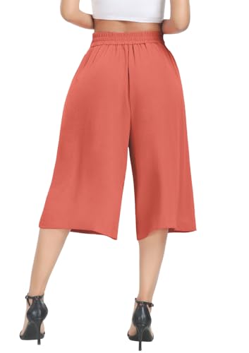 DILIUXING Women's Wide Leg Lounge Capri Pants with Pockets Lightweight High Waisted Loose Trouser3