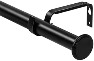 Urbanest 1-inch Diameter Bouton Adjustable Single Drapery Curtain Rod, 84-inch to 120-inch, Black