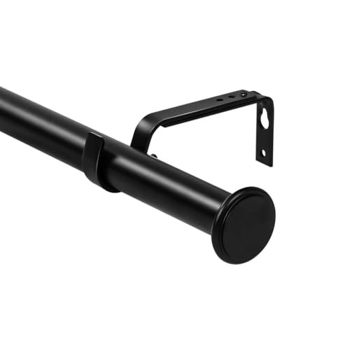 Urbanest 1-inch Diameter Bouton Adjustable Single Drapery Curtain Rod, 84-inch to 120-inch, Black