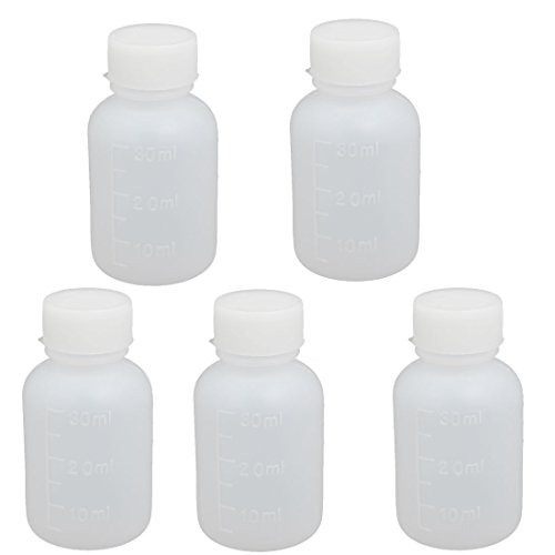 Aexit 60ml 14mm gauge Diameter PE Plastic Round Narrow Mouth Bottle Clear 5pcs