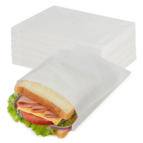 300 Pack White Paper Sandwich Bags with Seal Stickers, 6