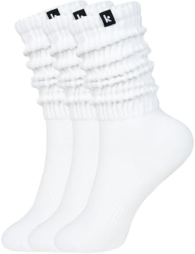 Kamo Fitness Cozy 3-Pair Pack - Scrunch Long Crew Socks for Women...
