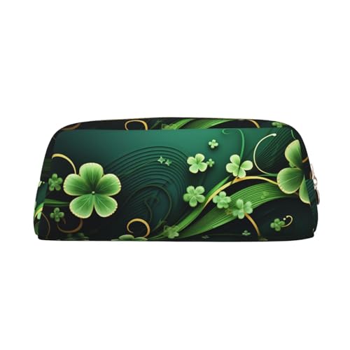 GDSHJKLW Happy St Patrick'S Day レザーペンシルケース 大容量 ペンポーチ、ジッパーメイクアップバッグ レディース メンズ 旅行 トイレタリーバッグ 防水 コスメバッグ ワイドオープン コインポーチ 財布