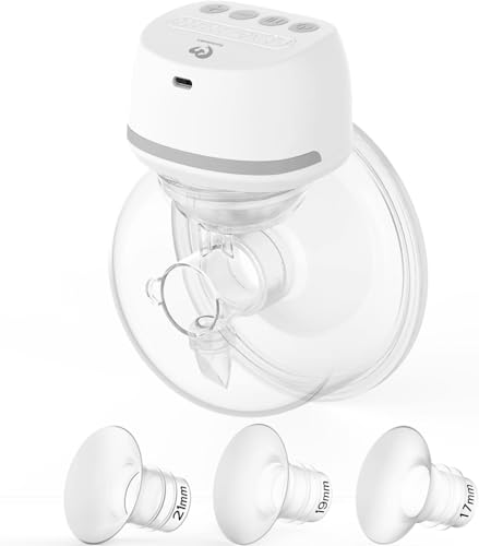Wearable Breast Pump Bellababy Hands Free Electric Portable Wireless Comfortable Flange 17mm, 19mm, 21mm Inserts, Low Noise, 4 Modes & 6 Levels Suction, 24mm flanges, 1 Pack