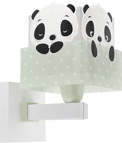Dalber Lámpara Aplique Infantil De Pared Panda Verde 63169H E27 2