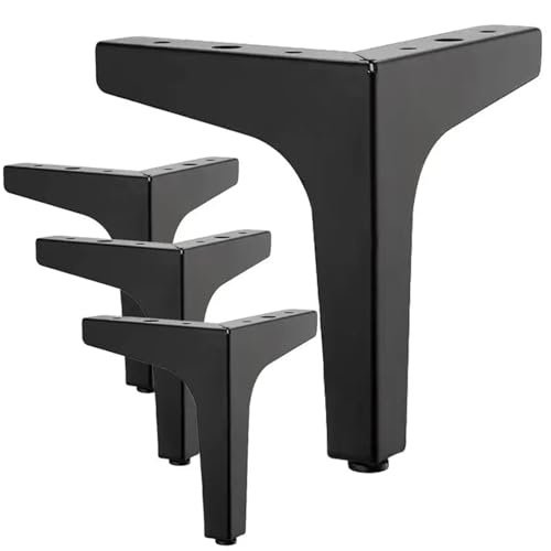 MOHUIED Patas para Mesas Metal Juego de 4 Patas metálicas Triangulares for Muebles, Ideales for armarios, alacenas, sofás y sillas. Perfectos for proyectos Bricolaje(4PCS 10CM Black)