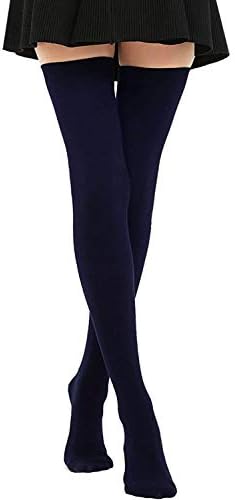DRESHOW Women Extra Long Thigh High Socks Thin Stripes Tube Tights Over Knee Socks Casual High Boot Stockings
