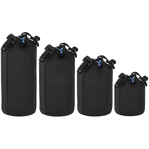 4 Stück Objektivtasche Objektivbeutel wasserdichte Schutzbeutel mit Fleece Fütterung als Set für Kamera Objektiv für Objektiv, Blitz, Monitor, Kamera-Zubehör Cover